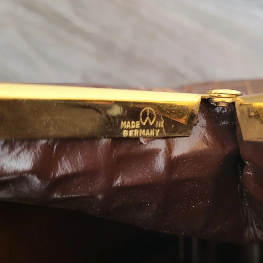 Vintage Two Tone Crocodile Leather Handbag Brown Cream Matching Wallet MCM - Picture 9 of 15